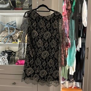 Silver and Black Lace Dress with Open Back